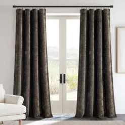Lush Décor Aspen Luxury Velvet Chenille Window Curtain Panel Brown Single 52x84