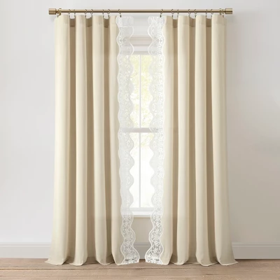 Lush Décor Scalloped Edge Lace Border Window Panel Neutral/Off White Single 52x84 1 Lush Décor Scalloped Edge Lace Border Window Panel Neutral/Off White Single 52x84