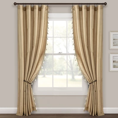 Lush Décor Luxury Regency Faux Silk Two Tone Tassel Window Curtain Panels Taupe 52x84 Set 1 Lush Décor Luxury Regency Faux Silk Two Tone Tassel Window Curtain Panels Taupe 52x84 Set