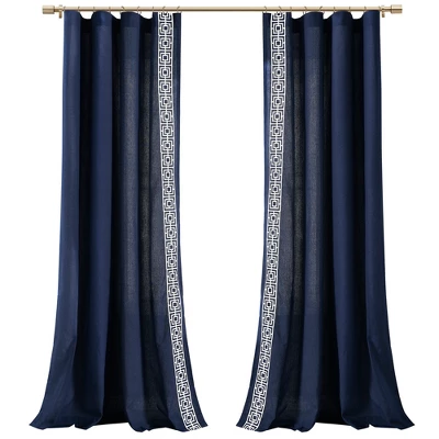 Lush Décor Luxury Modern Square Embroidery Border Window Panel Navy Single 52x84 6 Lush Décor Luxury Modern Square Embroidery Border Window Panel Navy Single 52x84 - Image 6