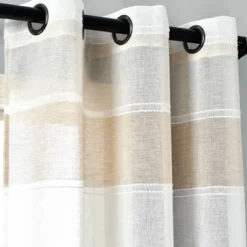 Set Of 2 38"x84" Textured Stripe Grommet Sheer Window Curtain Panels - Lush Décor -Beautiful House GUEST 444fab07 7ae0 471f 9381 88e89ec5c5cd