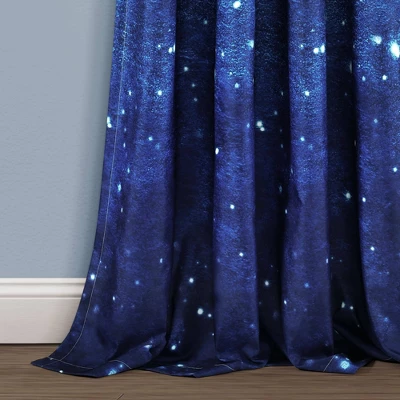 52"x84" Kids' Make A Wish Space Star Ombre Window Curtain Panels Navy/White Set - Lush Décor 3 52"x84" Kids' Make A Wish Space Star Ombre Window Curtain Panels Navy/White Set - Lush Décor - Image 3