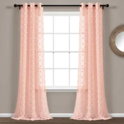 Set Of 2 (84"x38") Textured Dot Grommet Sheer Window Curtain Panels - Lush Décor -Beautiful House GUEST 48f57261 2552 48aa bed7 869b672e3366