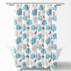 Single Reef Feather Shower Curtain Blue/Coral - Lush Décor 7 Single Reef Feather Shower Curtain Blue/Coral - Lush Décor -Beautiful House GUEST 4ae34b53 284f 4447 8964 8062ba402f24