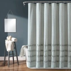 Vintage Stripe Yarn Dyed Cotton Shower Curtain Denim - Lush Décor -Beautiful House GUEST 4ae7d295 88c0 43fb 8b16 71c798f22ea8