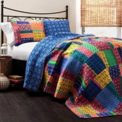 Misha 3 Piece Fuchsia/Navy Quilt Set - Lush Décor -Beautiful House GUEST 4ae91b63 cda8 4761 bda9 b7a4d714db1c