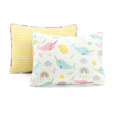 3pc Full/Queen Kids' Magical Narwhal Reversible Oversized Quilt Set White - Lush Décor: Kids Bedding, OEKO-TEX Certified 6 3pc Full/Queen Kids' Magical Narwhal Reversible Oversized Quilt Set White - Lush Décor: Kids Bedding, OEKO-TEX Certified - Image 6