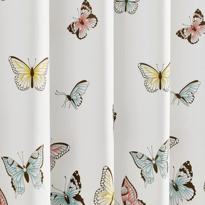 2pc Flutter Butterfly Window Curtain Set Pink - Lush Décor 2 2pc Flutter Butterfly Window Curtain Set Pink - Lush Décor - Image 2