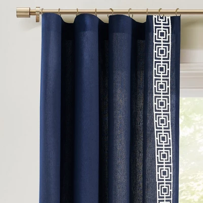 Lush Décor Luxury Modern Square Embroidery Border Window Panel Navy Single 52x84 1 Lush Décor Luxury Modern Square Embroidery Border Window Panel Navy Single 52x84