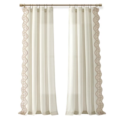 Lush Décor Scalloped Edge Lace Border Window Panel Off White/Neutral Single 52x84 7 Lush Décor Scalloped Edge Lace Border Window Panel Off White/Neutral Single 52x84 - Image 7