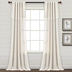 Set Of 2 (84"x52") Ivy Tassel Faux Linen Light Filtering Window Curtain Panels - Lush Décor -Beautiful House GUEST 4fca41a5 6177 4a36 bbec 419c5c994933