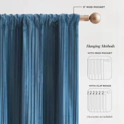 38"x34" Lush Decor Glam Pleated Velvet Light Filtering Window Curtain Panels Blue Pair -Beautiful House GUEST 50885719 f391 4275 a0f6 c80a427c71f0 1