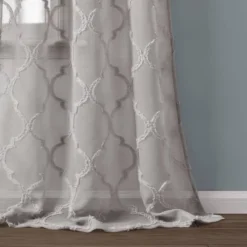 2pk 38"x84" Sheer Avon Trellis Curtain Panels Gray - Lush Décor -Beautiful House GUEST 50915a39 c8cf 40ed 99cf 1006ece830a6