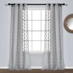 Set Of 2 (84"x38") Textured Dot Grommet Sheer Window Curtain Panels - Lush Décor -Beautiful House GUEST 53410783 6d09 42ab 83c4 1cd6ffcbc2e6