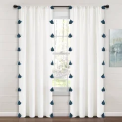 84"x52" Boho Faux Linen Texture Tassel Rod Pocket Window Curtain Panels - Lush Décor -Beautiful House GUEST 544d0143 0818 48d3 a923 27458bc1c1ca