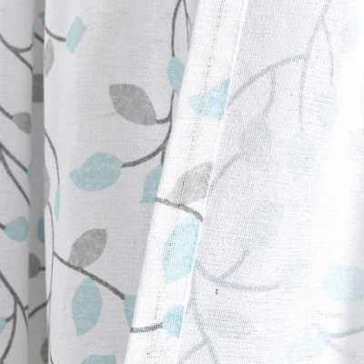 Lush Decor Linen Button Botanical Garden Window Curtain Panels Blue/Gray Single 40X84 4 Lush Decor Linen Button Botanical Garden Window Curtain Panels Blue/Gray Single 40X84 - Image 4