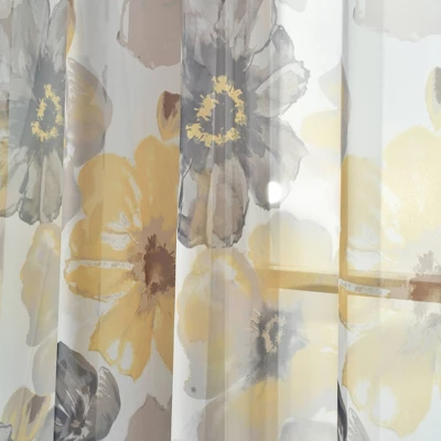 2pk 52"x84" Sheer Leah Curtain Panels Yellow/Gray - Lush Décor 2 2pk 52"x84" Sheer Leah Curtain Panels Yellow/Gray - Lush Décor - Image 2