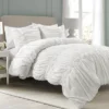 King 3pc Darla Comforter & Sham Set White - Lush Décor: OEKO-TEX Certified, Polyester Fill, Ruched Design