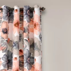Lush Décor Leah Room Darkening Window Curtains Set - Coral And Gray - 52 X 84