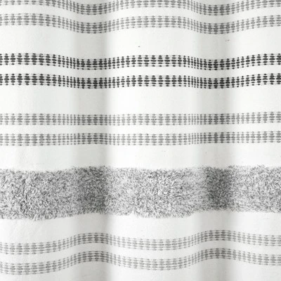 72"x72" Modern Tufted Striped Woven Yarn Dyed Eco Friendly Recycled Cotton Shower Curtain Gray - Lush Décor 2 72"x72" Modern Tufted Striped Woven Yarn Dyed Eco Friendly Recycled Cotton Shower Curtain Gray - Lush Décor - Image 2