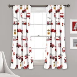 52"x84" Make A Wish Fire Truck Window Curtain Panels Set - Lush Décor -Beautiful House GUEST 5872aa98 b2a9 4d50 b13b 0b29756e8544