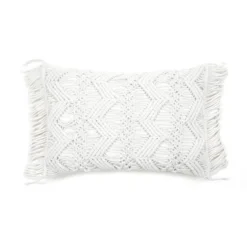 13"x20" Oversize Studio Chevron Macrame Lumbar Throw Pillow Cover With Fringes - Lush Décor -Beautiful House GUEST 589fcfee 73d6 47eb 9974 f4da4cd5bad9