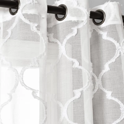 2pk 38"x84" Sheer Avon Trellis Curtain Panels White - Lush Décor 4 2pk 38"x84" Sheer Avon Trellis Curtain Panels White - Lush Décor - Image 4