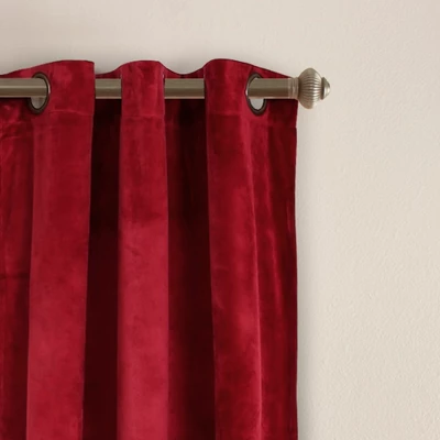 Lush Décor Prima Velvet Solid Light Filtering Window Curtain Red Set 38X84 1 Lush Décor Prima Velvet Solid Light Filtering Window Curtain Red Set 38X84