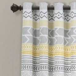 2pk 52"x84" Light Filtering Hygge Geo Curtain Panels Yellow - Lush Décor