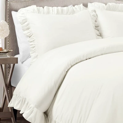 Lush Decor 3pc California King Reyna 100% Cotton Duvet Cover Set White 2 Lush Decor 3pc California King Reyna 100% Cotton Duvet Cover Set White - Image 2