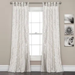 Set Of 2 Sophia Ruffle Window Curtain Panels White - Lush Décor -Beautiful House GUEST 5faae6e0 7cd0 4959 8d92 b83524f63177