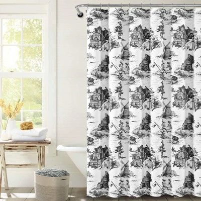 French Country Toile Single Shower Curtain - Lush Décor 6 French Country Toile Single Shower Curtain - Lush Décor - Image 6