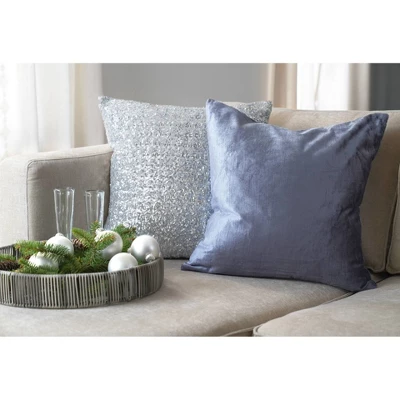 20"x20" Oversize Gracie Gillmore Solid Square Throw Pillow Blue - Lush Décor 3 20"x20" Oversize Gracie Gillmore Solid Square Throw Pillow Blue - Lush Décor - Image 3