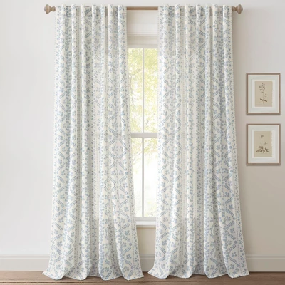 Lush Décor Doreen Delicate Floral Window Panels Blue Pair 52x84 1 Lush Décor Doreen Delicate Floral Window Panels Blue Pair 52x84