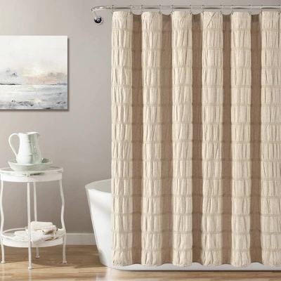 Waffle Striped Woven Cotton Shower Curtain - Lush Décor 5 Waffle Striped Woven Cotton Shower Curtain - Lush Décor - Image 5
