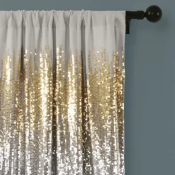 Lush Décor Shimmer Sequins Window Curtain Panels Gray/Gold 42X84 Set -Beautiful House GUEST 679307f0 737c 459c bbaf 9b3d20df6c76