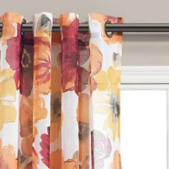 2pk 52"x84" Sheer Leah Curtain Panels Red/Orange - Lush Décor