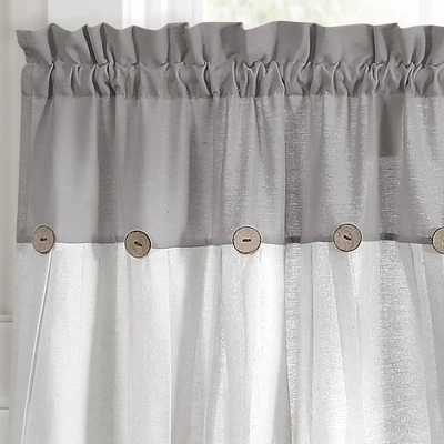 Lush Décor Linen Button Kitchen Tier Window Curtain Panels White/Gray 29X24+2 Set 1 Lush Décor Linen Button Kitchen Tier Window Curtain Panels White/Gray 29X24+2 Set