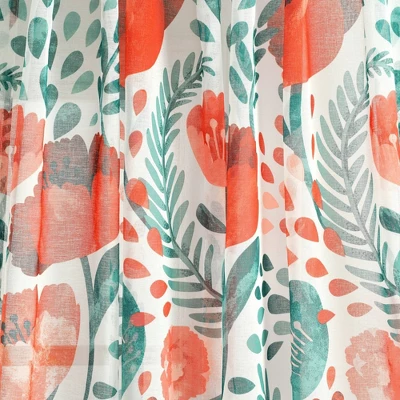 2pk 52"x84" Sheer Poppy Garden Curtain Panels White/Blue/Red - Lush Décor 2 2pk 52"x84" Sheer Poppy Garden Curtain Panels White/Blue/Red - Lush Décor - Image 2