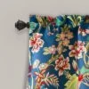 18"x52" Dolores Light Filtering Valance Navy Blue - Lush Décor: Floral Botanical Window Valance, Rod Pocket
