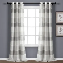 Set Of 2 38"x84" Textured Stripe Grommet Sheer Window Curtain Panels - Lush Décor -Beautiful House GUEST 69b4fb56 65f6 4dba b2ce fae7ee065ee0