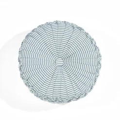 14" Farmhouse Ticking Striped Yarn Dyed Pleated Round Throw Pillow - Lush Décor -Beautiful House GUEST 6a133fff 2947 49a5 9a8c e31c445f4eaa