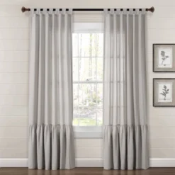 84"x40" Farmhouse Faux Linen Tab Top Window Curtain Panel - Lush Décor -Beautiful House GUEST 6aba3e4c a964 4ff1 b37a 112a5e6500f5