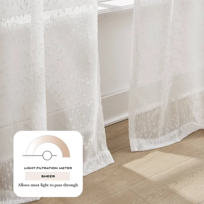 38"x84" Lush Decor Aileen Textured Raindrop Sheer Window Curtain Panels White Pair 2 38"x84" Lush Decor Aileen Textured Raindrop Sheer Window Curtain Panels White Pair - Image 2