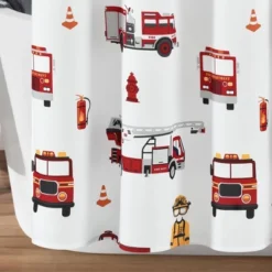 72"x72" Kids' Make A Wish Fire Truck Shower Curtain Single White/Red - Lush Décor -Beautiful House GUEST 6d8645b6 b0a4 4658 a217 934fb1070528