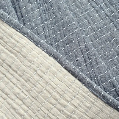 50"x60" Solid Kantha Pick Stitched Yarn Dyed Cotton Woven Throw Blanket - Lush Décor 4 50"x60" Solid Kantha Pick Stitched Yarn Dyed Cotton Woven Throw Blanket - Lush Décor - Image 4