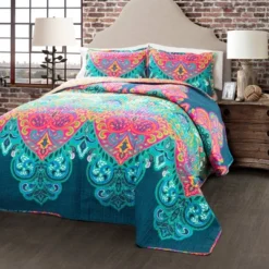 Boho Chic Quilt Set Turquoise/Navy - Lush Décor -Beautiful House GUEST 6e02bf26 7203 44a4 8521 5f83e7325e96