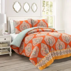 3pc Harley Cotton Duvet Cover Set Tangerine - Lush Décor -Beautiful House GUEST 6ec1db32 5fd6 4d11 92b6 1a1d97d54ff8