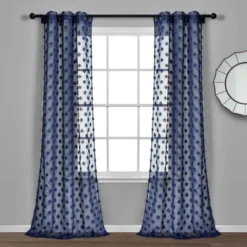 Set Of 2 (84"x38") Textured Dot Grommet Sheer Window Curtain Panels - Lush Décor -Beautiful House GUEST 70ca86b8 bb8b 4f45 ae65 b549321a6a66