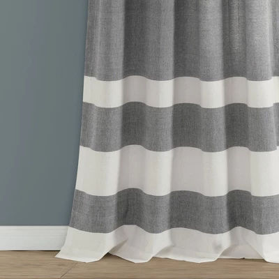 Lush Décor Cape Cod Stripe Yarn Dyed Cotton Blend Window Curtain Panels Gray 40X84 Set 2 Lush Décor Cape Cod Stripe Yarn Dyed Cotton Blend Window Curtain Panels Gray 40X84 Set - Image 2